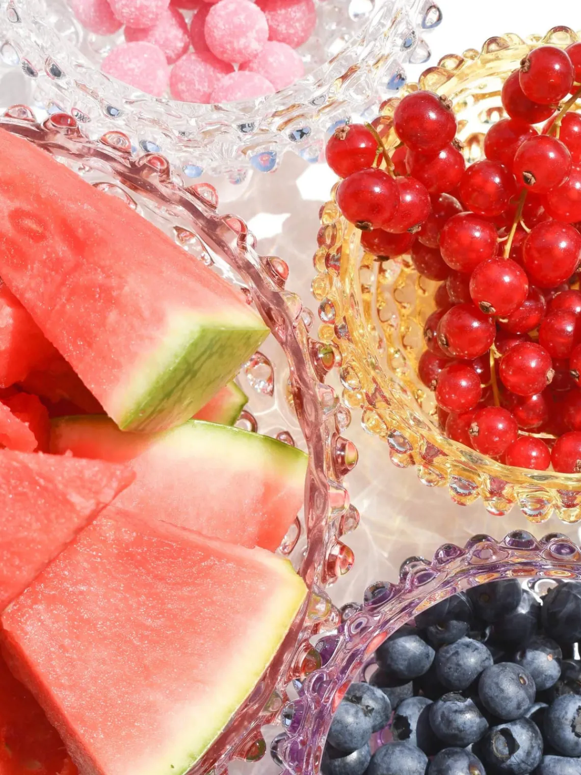 Boles Y Tazones|Vajillas Completas>ANNA VON LIPA Bol de vidrio soplado Hobnail Rosa claro transparente