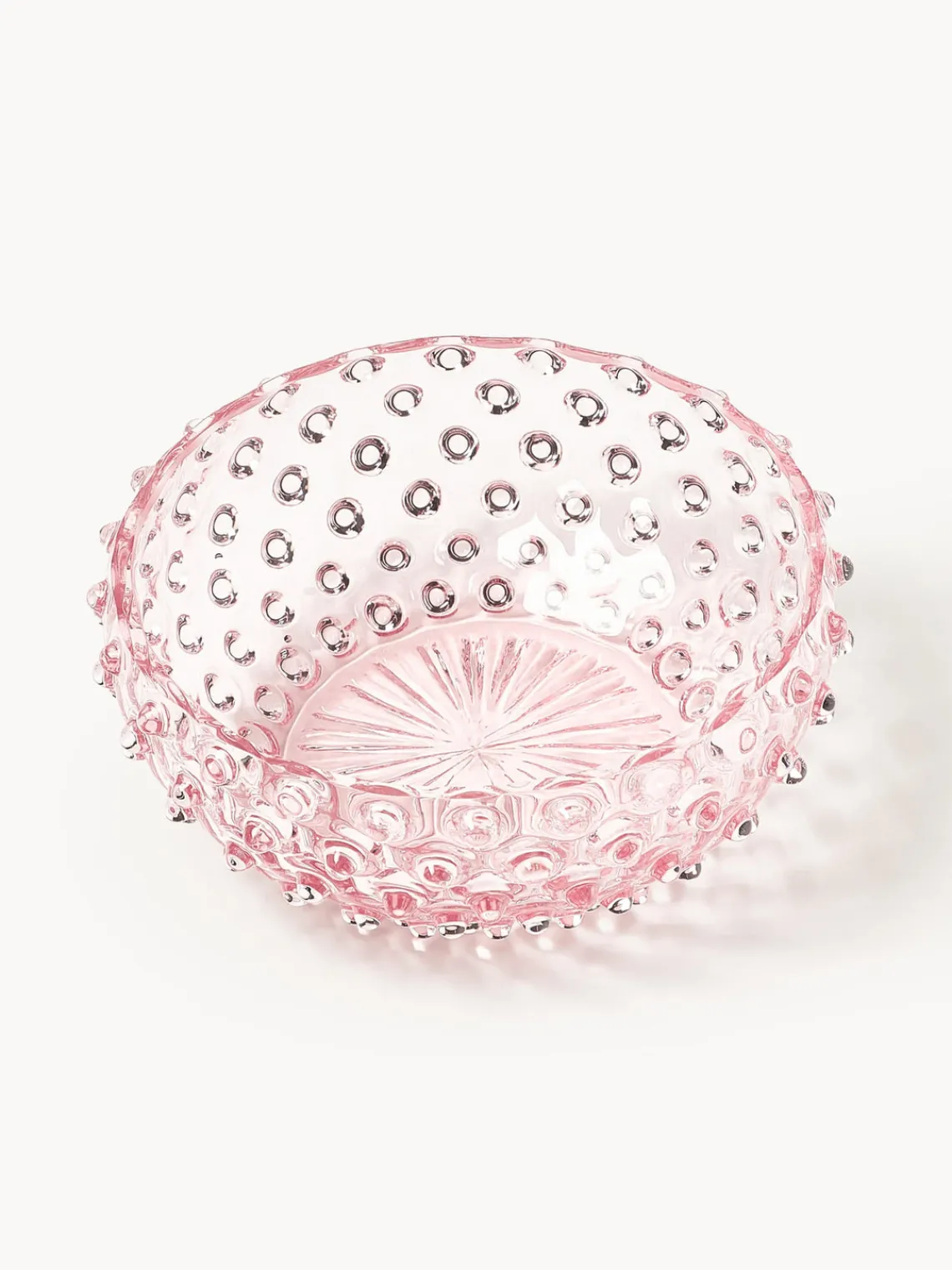 Boles Y Tazones|Vajillas Completas>ANNA VON LIPA Bol de vidrio soplado Hobnail Rosa claro transparente