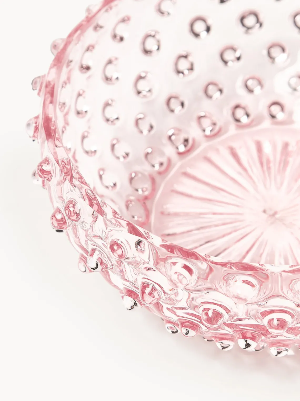 Boles Y Tazones|Vajillas Completas>ANNA VON LIPA Bol de vidrio soplado Hobnail Rosa claro transparente