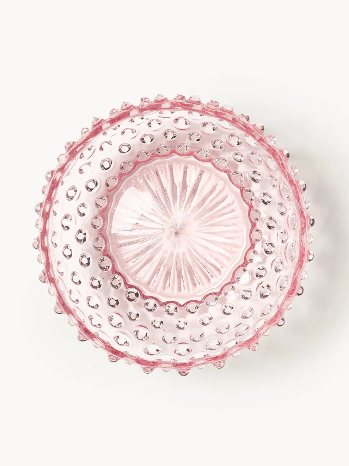 Boles Y Tazones|Vajillas Completas>ANNA VON LIPA Bol de vidrio soplado Hobnail Rosa claro transparente