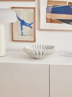 Outlet Bol decorativo artesanal de mármol Santorini, Ø 31 cm Jarrones|Cuencos Decorativos