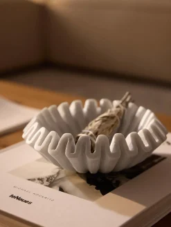 Jarrones|Cuencos Decorativos>Westwing Collection Bol decorativo artesanal de mármol Santorini, Ø 18 cm Blanco, veteado