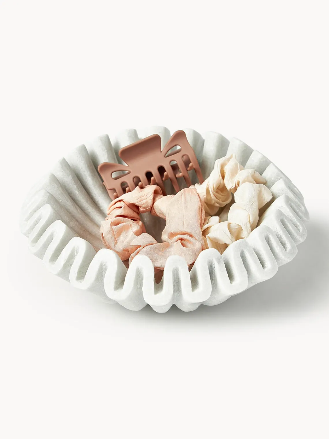 Jarrones|Cuencos Decorativos>Westwing Collection Bol decorativo artesanal de mármol Santorini, Ø 18 cm Blanco, veteado