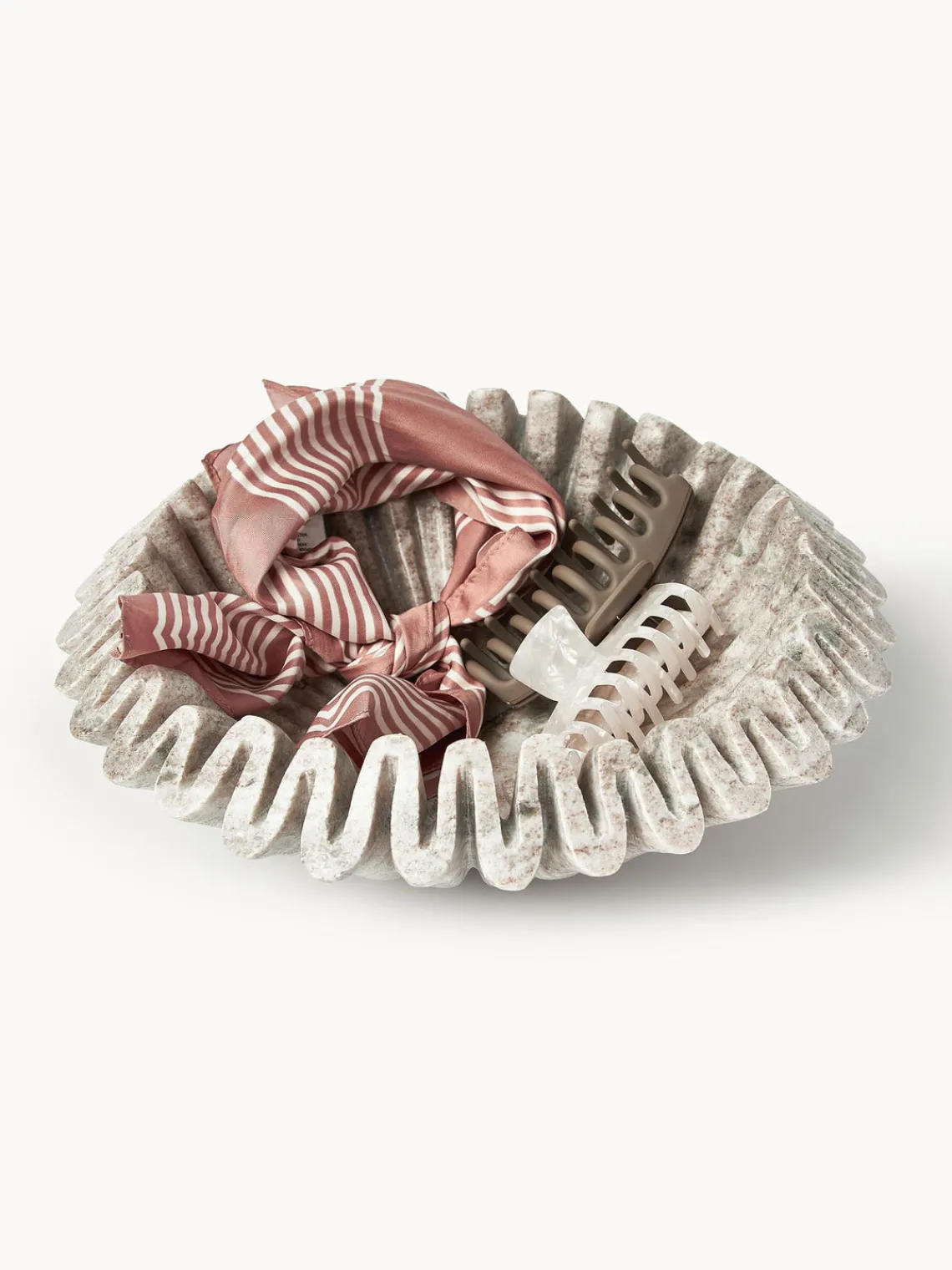 Clearance Bol decorativo artesanal de mármol Santorini, Ø 31 cm Jarrones|Cuencos Decorativos