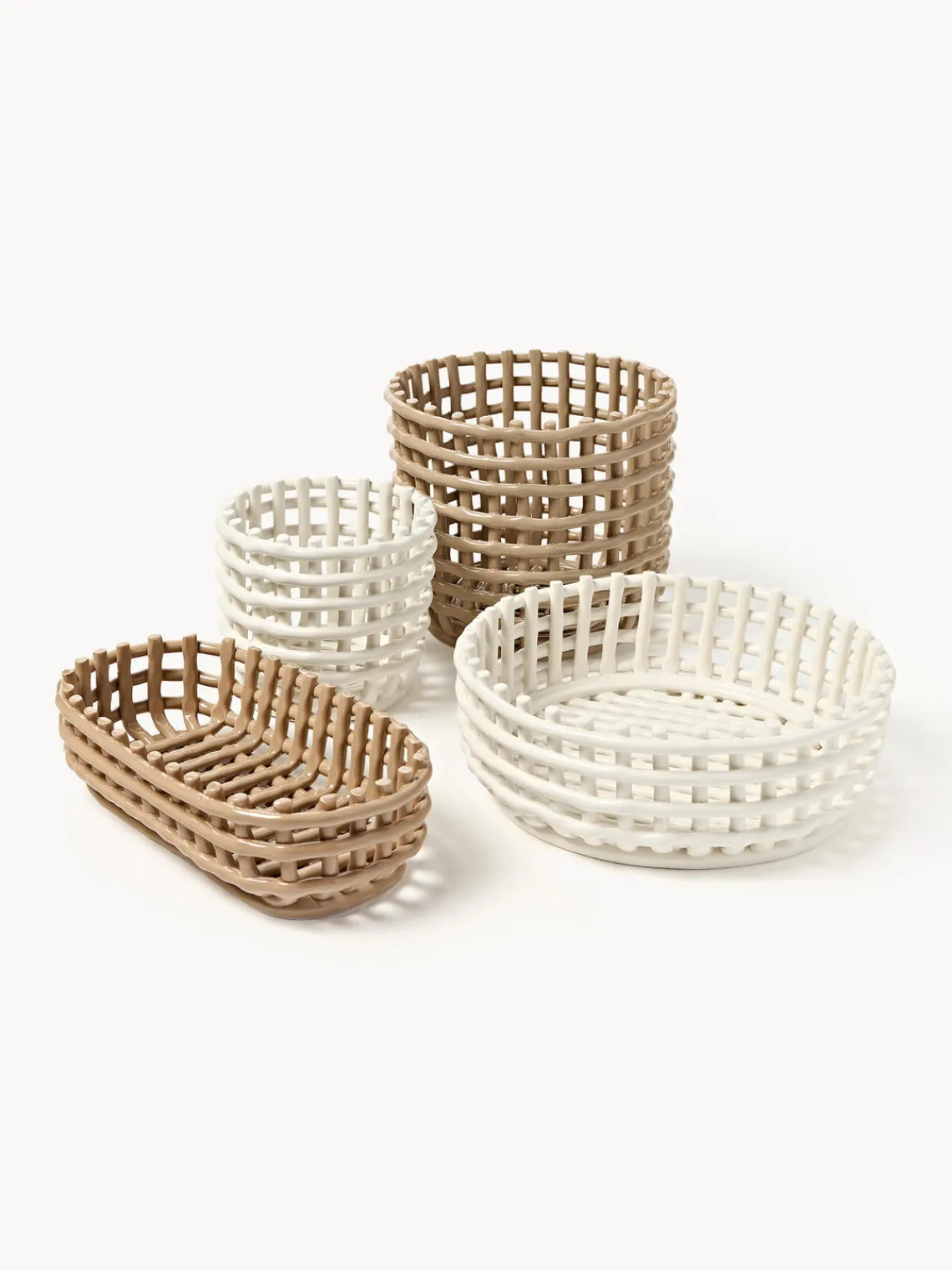 Jarrones|Cuencos Decorativos>Ferm Living Bol decorativo artesanal de cerámica Centrepiece Blanco Off White