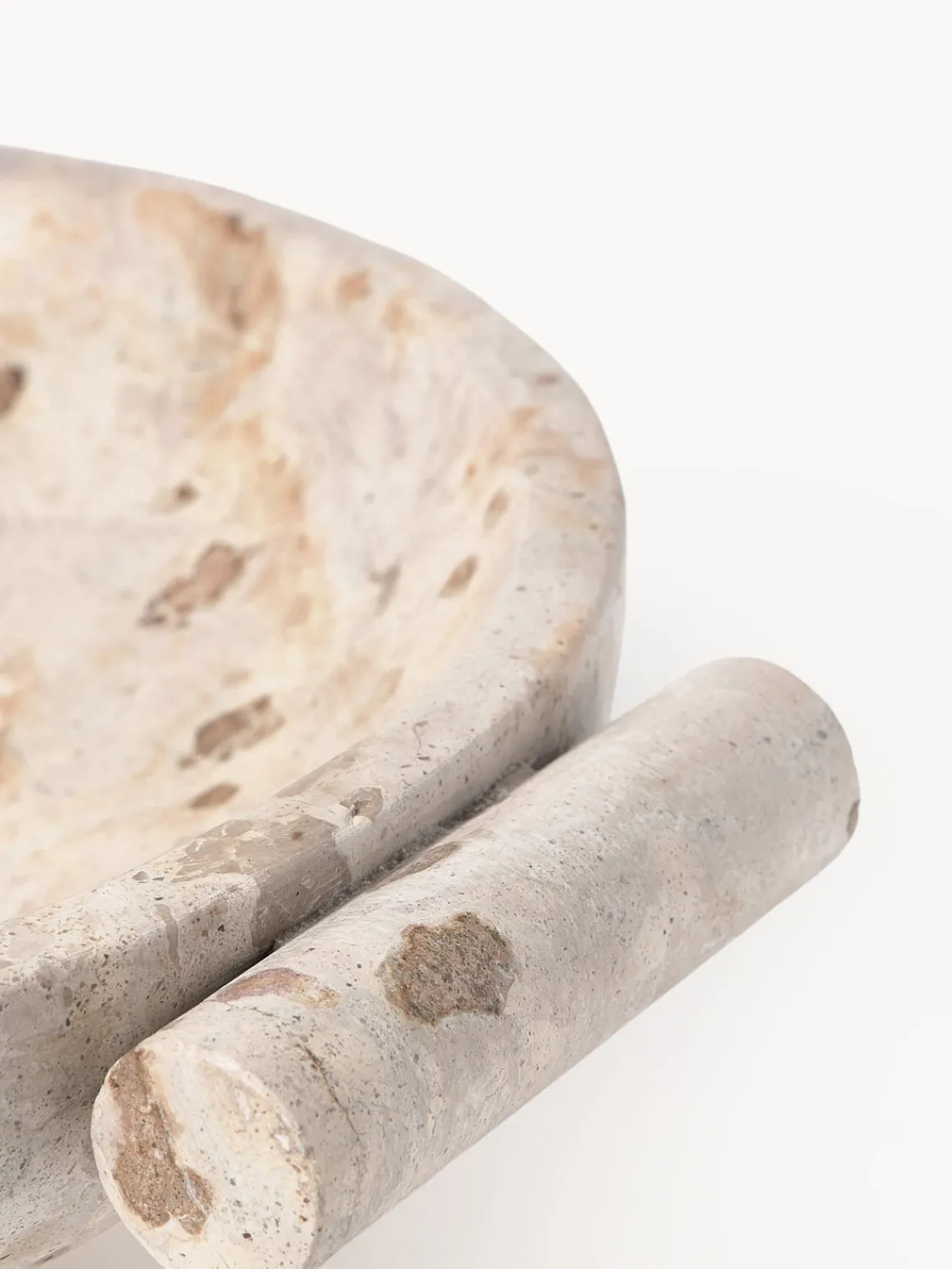 Jarrones|Cuencos Decorativos>Westwing Collection Bol decorativo de mármol Fossil, 10 cm Tonos beige veteado