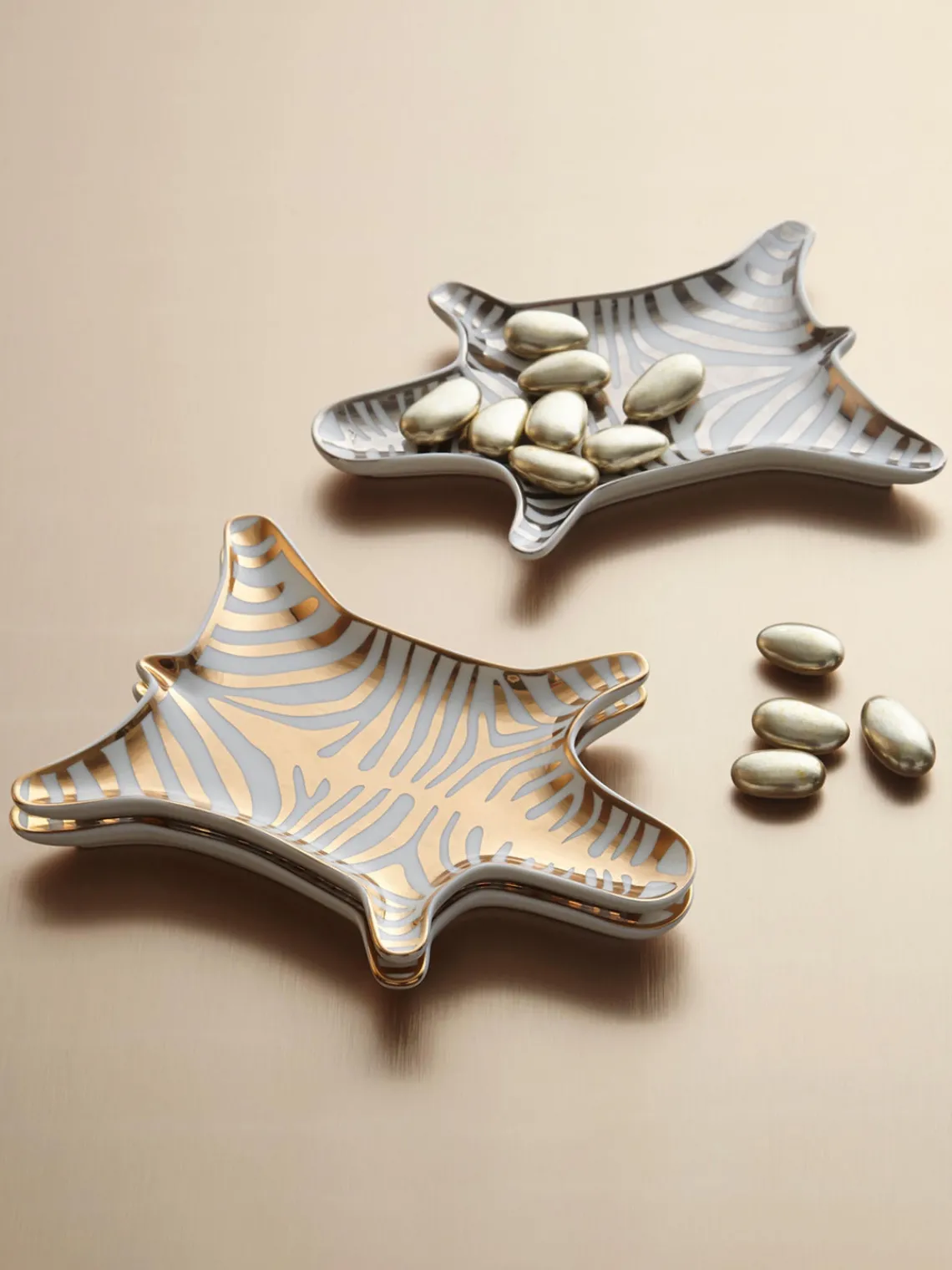 Bandejas Decorativas|Jarrones>Jonathan Adler Bol decorativo de porcelana Zebra Blanco, plateado