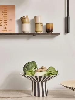 Cuencos Decorativos|Jarrones>Oyoy Living Design Bol decorativo pintado a mano Toppu, 17 cm Off White, negro