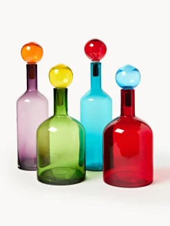 Jarrones|Figuras Decorativas>POLSPOTTEN Botellas decorativas sopladas Bubbles, 4 uds. Multicolor