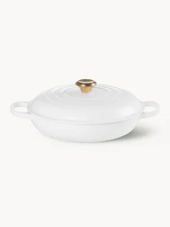 Ollas|Ollas>LE CREUSET Cacerola baja de hierro fundido Signature Collection Blanco, dorado