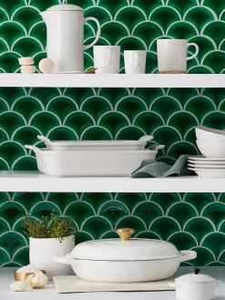 Ollas|Ollas></noscript>LE CREUSET Cacerola baja de hierro fundido Signature Collection Blanco, dorado