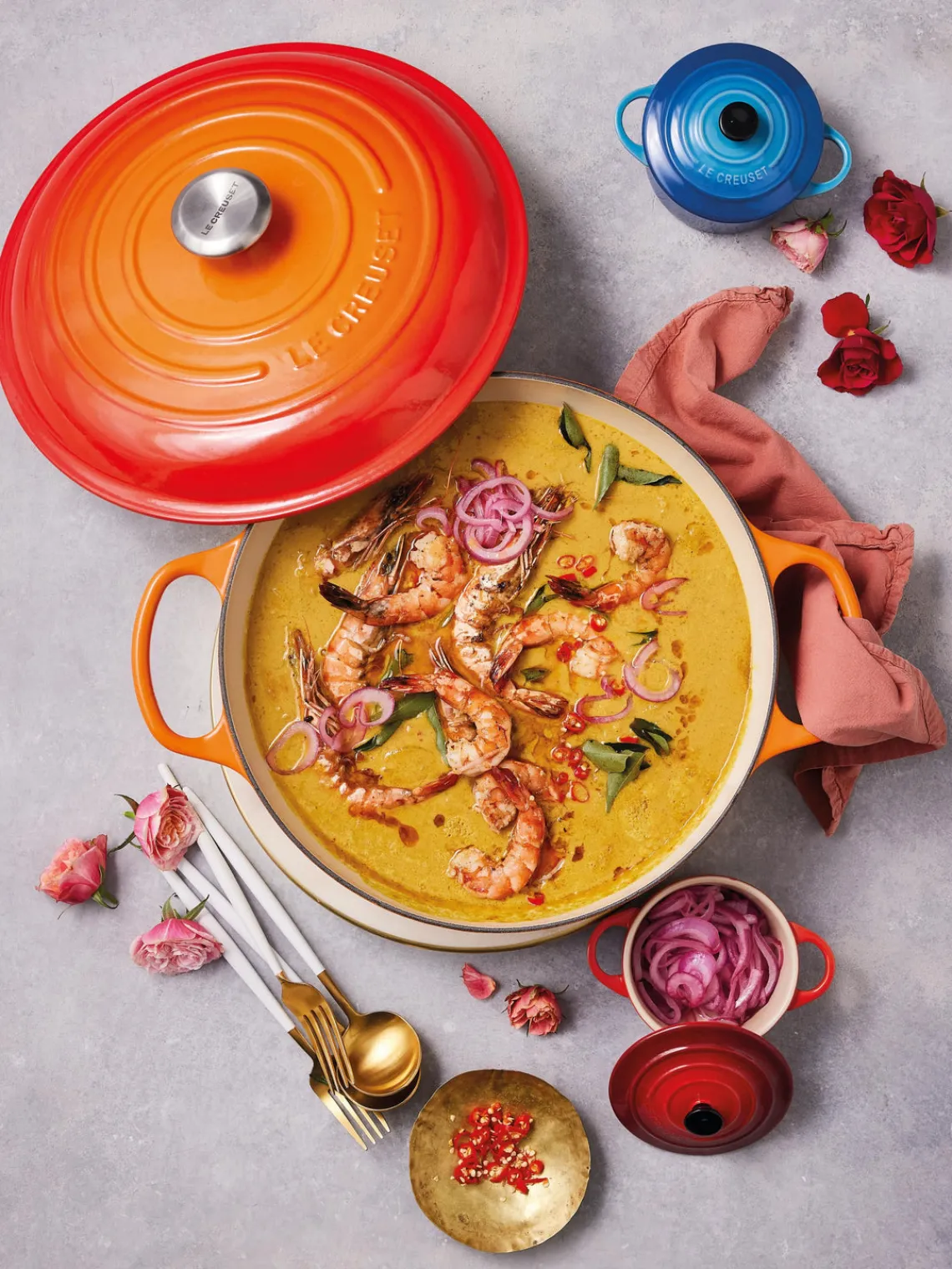 Ollas|Ollas>LE CREUSET Cacerola Marmita de hierro fundido La Marmite Signature Collection Tonos naranjas, plateado