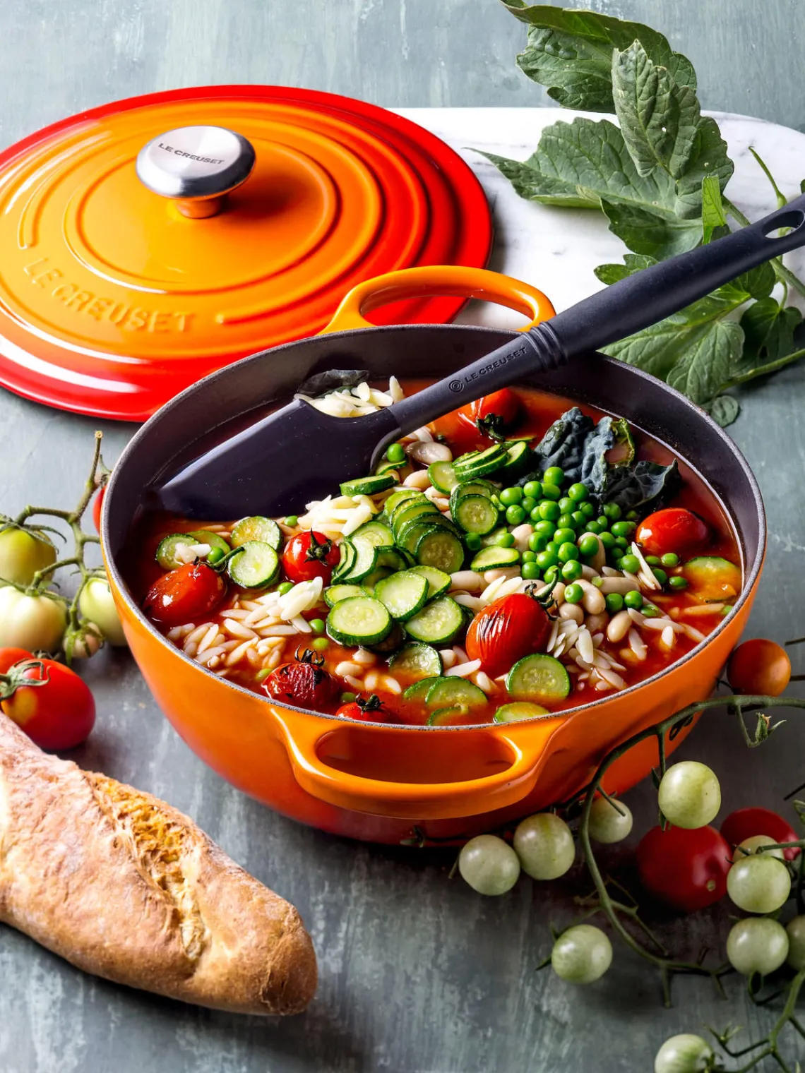 Ollas|Ollas>LE CREUSET Cacerola Marmita de hierro fundido La Marmite Signature Collection Tonos naranjas, plateado