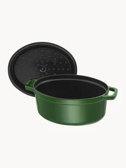 Ollas|Ollas></noscript>Staub Cacerola ovalada de hierro fundido La Cocette Verde oscuro, plateado