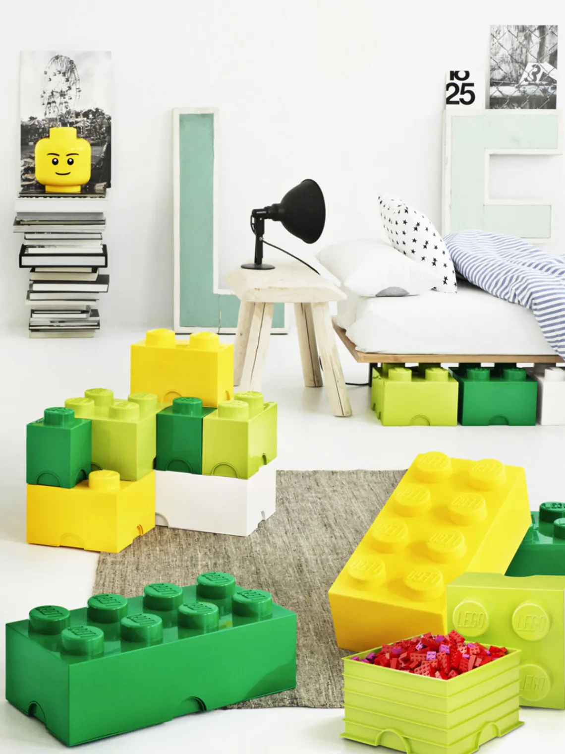 Decoración Infantil|Cestas Y Cajas>LEGO Caja de almacenamiento con 2 cajones Brick Eight Verde