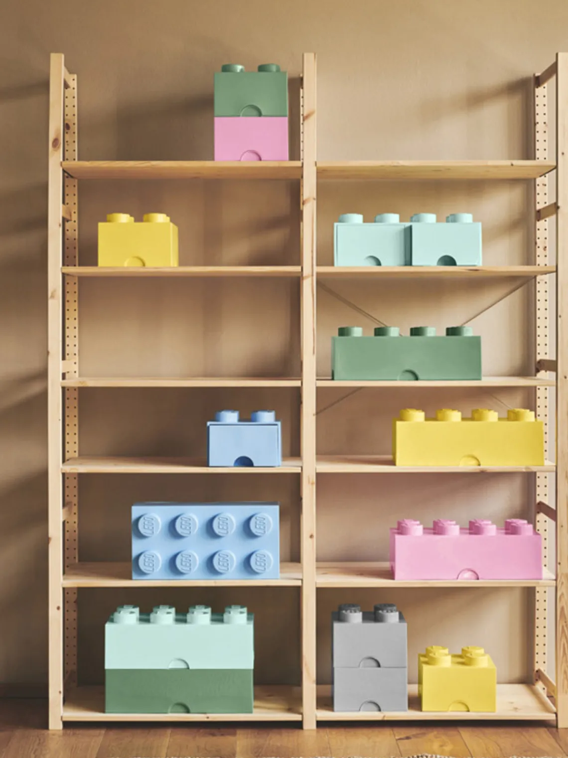 Cestas Y Cajas|Decoración Infantil>LEGO Caja de almacenamiento con 2 cajones Brick Eight Rosa claro
