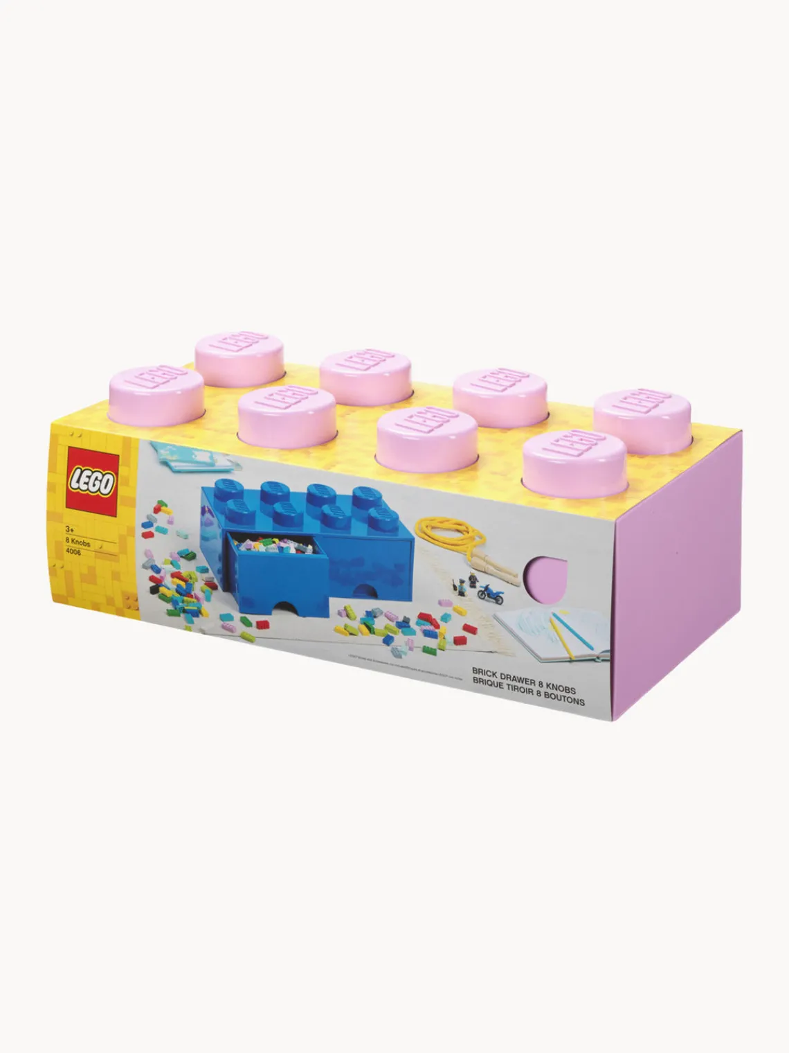 Cestas Y Cajas|Decoración Infantil>LEGO Caja de almacenamiento con 2 cajones Brick Eight Rosa claro
