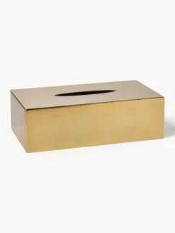 Accesorios De Baño|Jarrones>Westwing Collection Caja de pañuelos de metal Halston Dorado