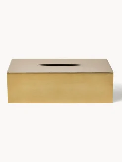 Accesorios De Baño|Jarrones>Westwing Collection Caja de pañuelos de metal Halston Dorado