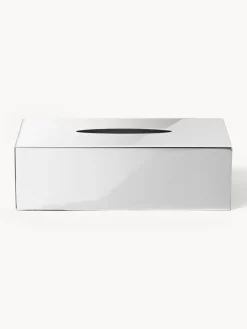 Accesorios De Baño|Jarrones>Westwing Collection Caja de pañuelos de metal Halston Plateado