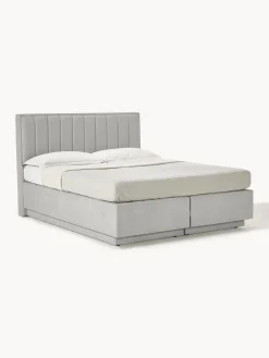 Camas Continentales|Camas>Westwing Collection Cama continental con espacio de almacenamiento Livia Tejido fino gris claro
