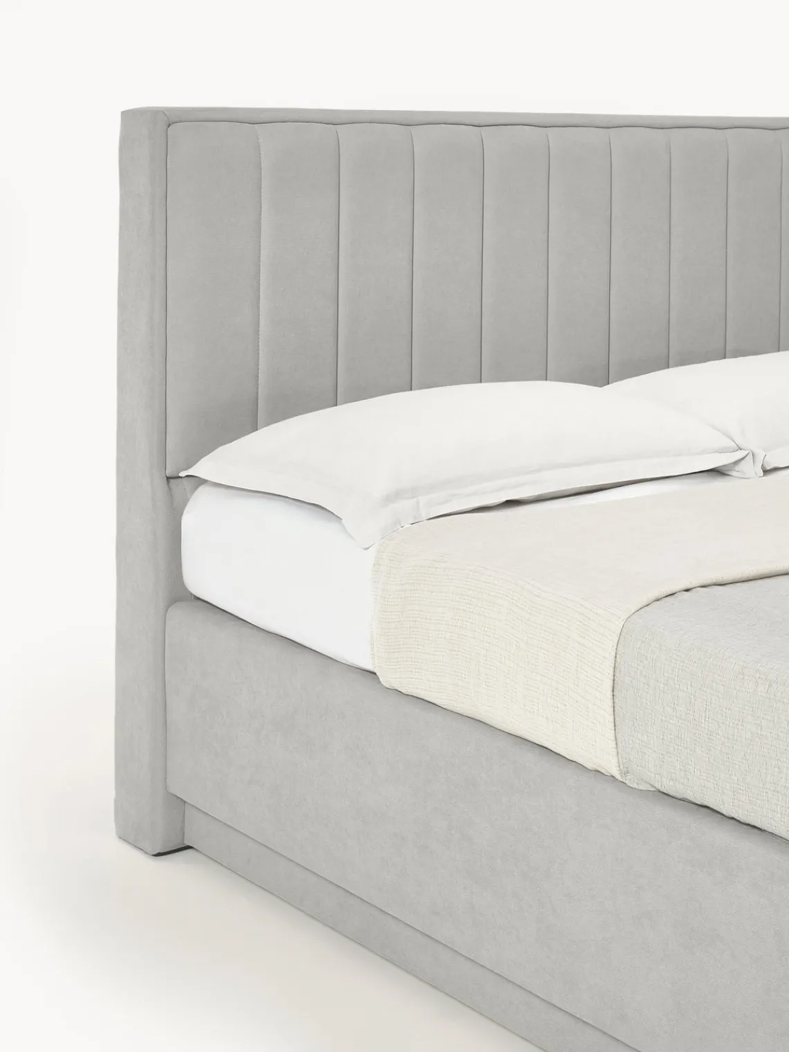 Camas Continentales|Camas>Westwing Collection Cama continental con espacio de almacenamiento Livia Tejido fino gris claro