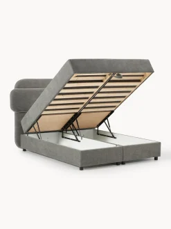 Camas Continentales|Camas></noscript>Westwing Collection Cama continental con espacio de almacenamiento Enrica Tejido gris oscuro