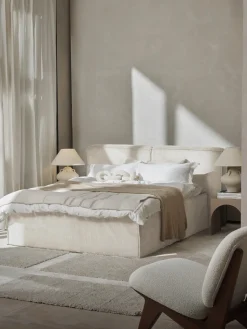 Camas Continentales|Camas>Westwing Collection Cama continental de pana Lennon Pana beige claro