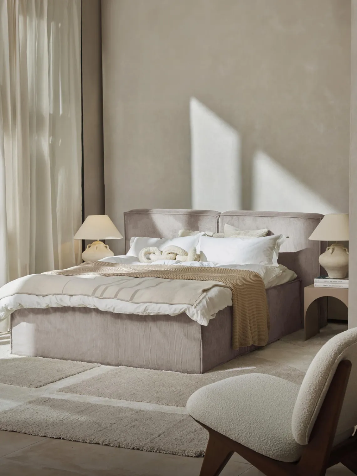 Hot Cama continental de pana Lennon Camas Continentales|Camas