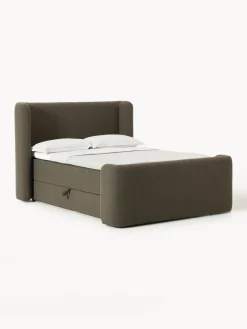 Cama continental en tejido bouclé con espacio de almacenamiento Perla Camas Continentales|Camas