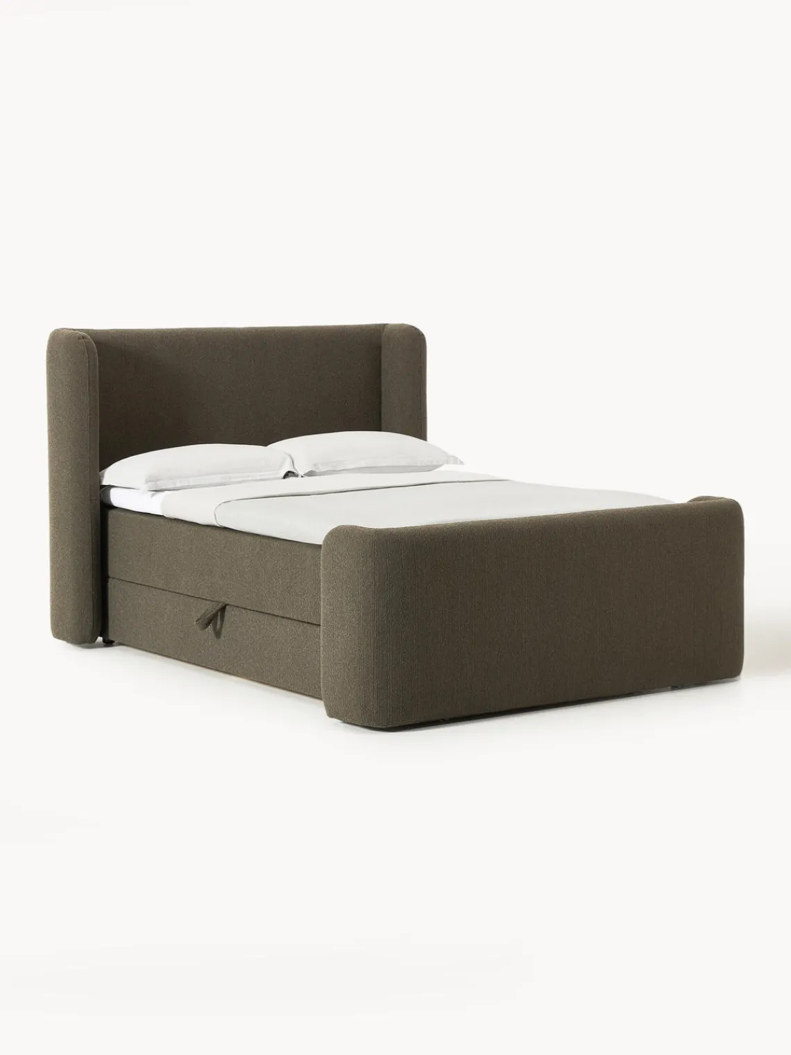 Cama continental en tejido bouclé con espacio de almacenamiento Perla Camas Continentales|Camas
