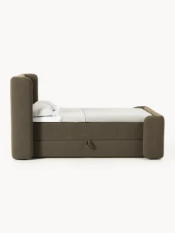 Cama continental en tejido bouclé con espacio de almacenamiento Perla Camas Continentales|Camas