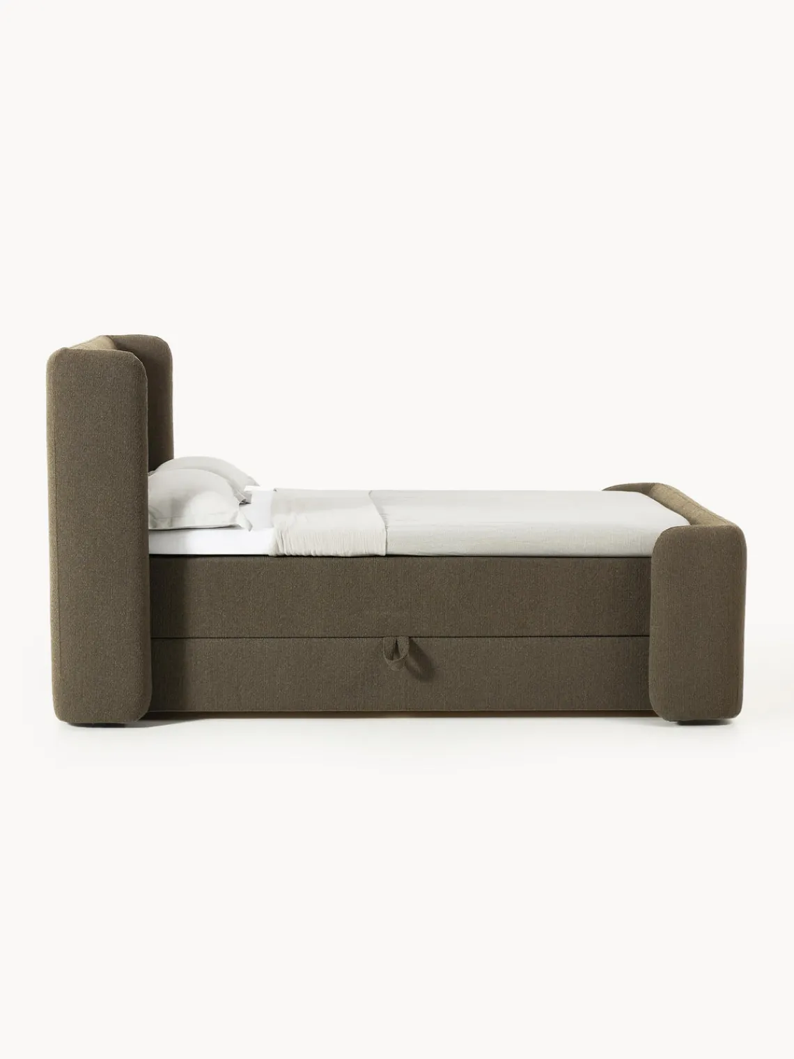 Cama continental en tejido bouclé con espacio de almacenamiento Perla Camas Continentales|Camas