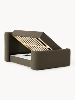 Cama continental en tejido bouclé con espacio de almacenamiento Perla Camas Continentales|Camas
