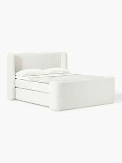 Camas Continentales|Camas>Westwing Collection Cama continental en tejido bouclé Perla Bouclé blanco Off White
