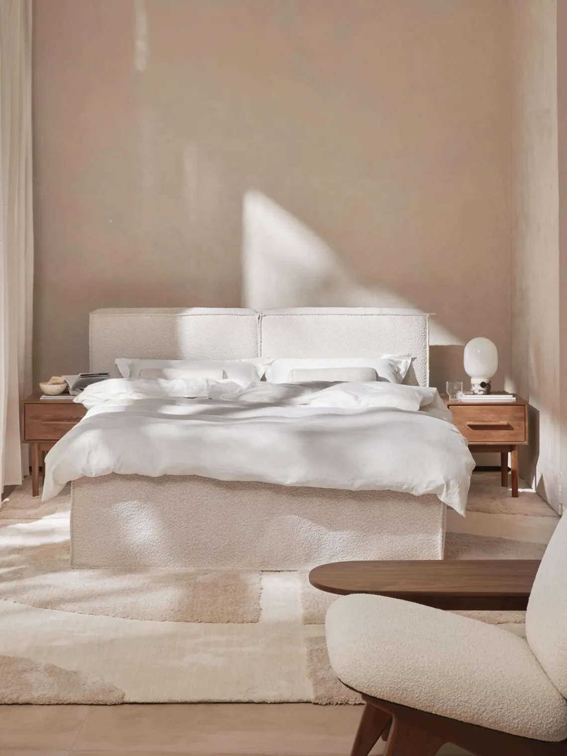 New Cama continental en tejido bouclé Lennon Camas Continentales|Camas