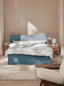 Cama continental en tejido bouclé Lennon Camas Continentales|Camas