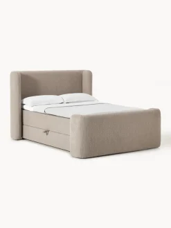 Discount Cama continental en tejido bouclé con espacio de almacenamiento Perla Camas Continentales|Camas