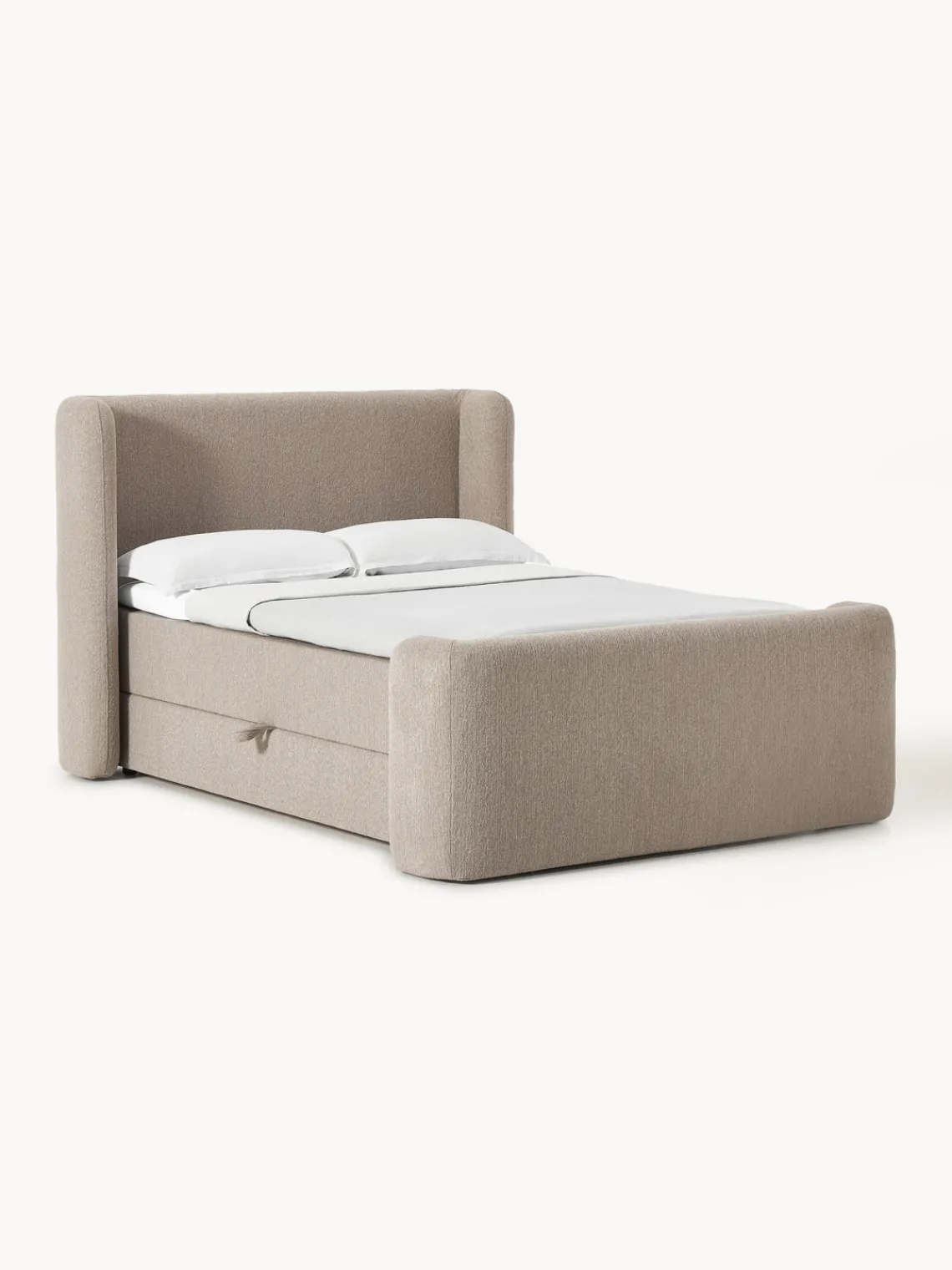 Discount Cama continental en tejido bouclé con espacio de almacenamiento Perla Camas Continentales|Camas