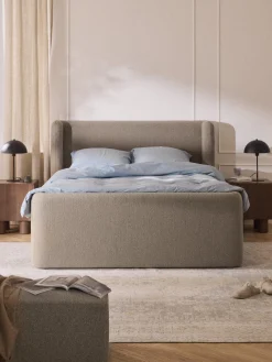 Discount Cama continental en tejido bouclé con espacio de almacenamiento Perla Camas Continentales|Camas