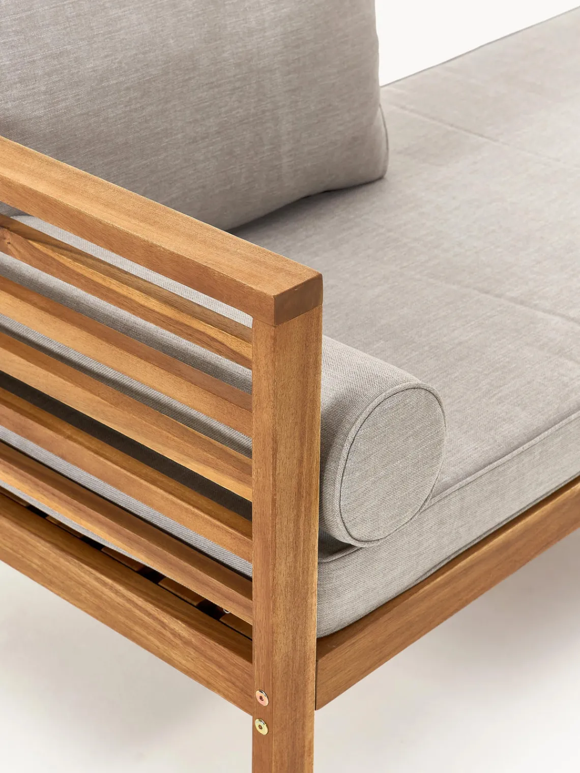 Tumbonas|Muebles De Jardín>Westwing Collection Cama de jardín de madera de acacia Bo Tejido gris claro, madera de acacia clara