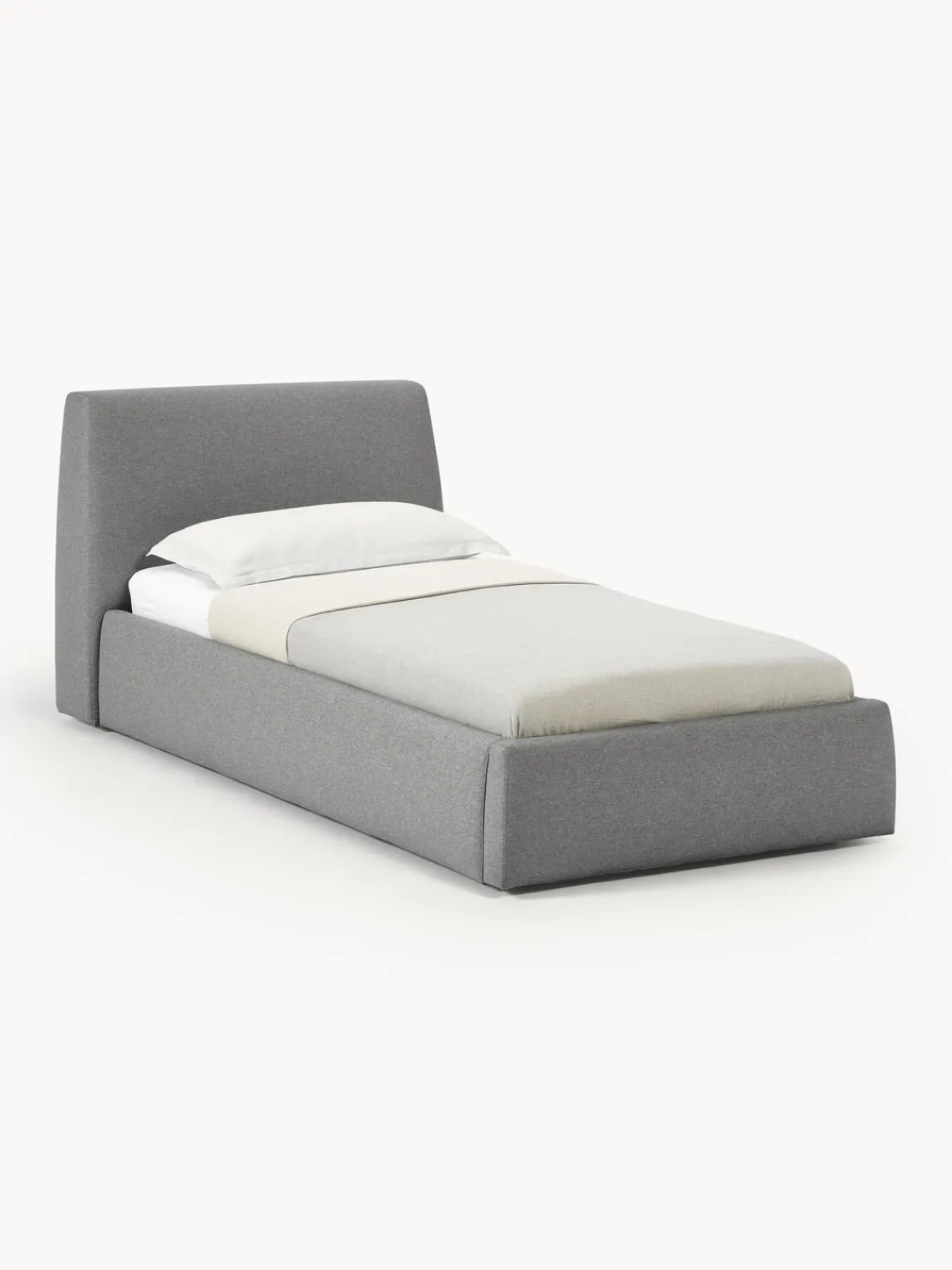 Camas Individuales|Camas Tapizadas>Westwing Collection Cama individual Cloud Tejido fino gris antracita