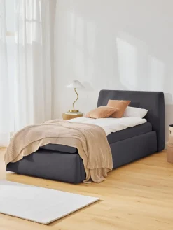 Camas Individuales|Camas Tapizadas>Westwing Collection Cama individual Cloud Tejido fino gris antracita