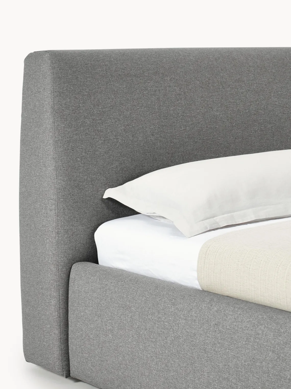 Camas Individuales|Camas Tapizadas>Westwing Collection Cama individual Cloud Tejido fino gris antracita