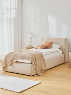 Camas Individuales|Camas Tapizadas>Westwing Collection Cama individual Cloud Tejido beige jaspeado