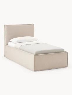 Camas Tapizadas|Camas Individuales>Westwing Collection Cama individual con espacio de almacenamiento Dream Tejido beige jaspeado