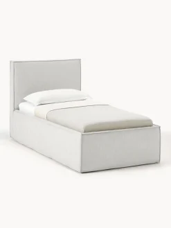 Camas Individuales|Camas Tapizadas>Westwing Collection Cama individual con espacio de almacenamiento Dream Tejido jaspeado greige
