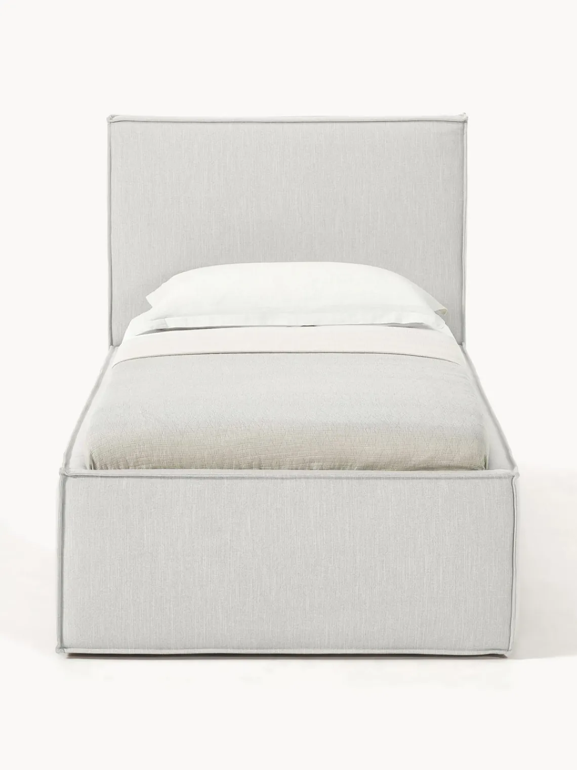 Camas Individuales|Camas Tapizadas>Westwing Collection Cama individual con espacio de almacenamiento Dream Tejido jaspeado greige