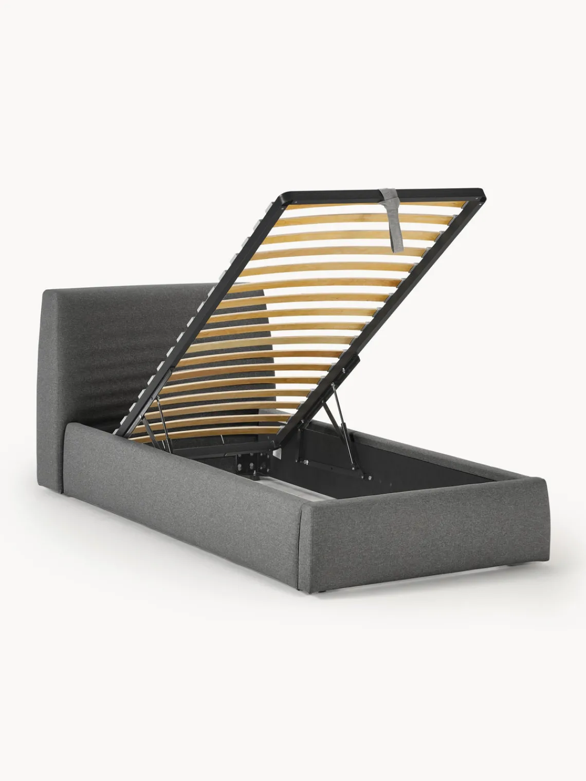Camas Individuales|Camas Tapizadas>Westwing Collection Cama individual con espacio de almacenamiento Cloud Tejido fino gris antracita