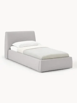 Camas Individuales|Camas Tapizadas>Westwing Collection Cama individual con espacio de almacenamiento Cloud Tejido fino gris claro